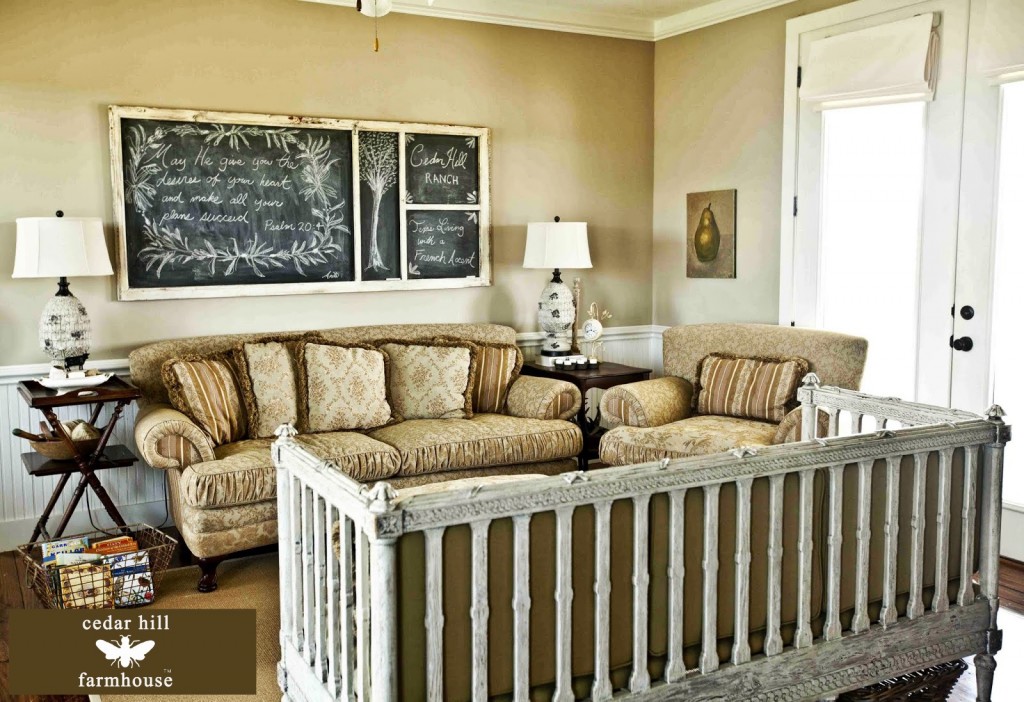 country living room with screen door