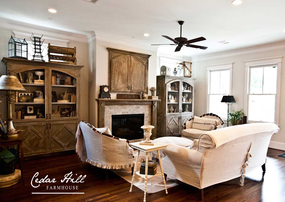 White Country French Living Room Interior