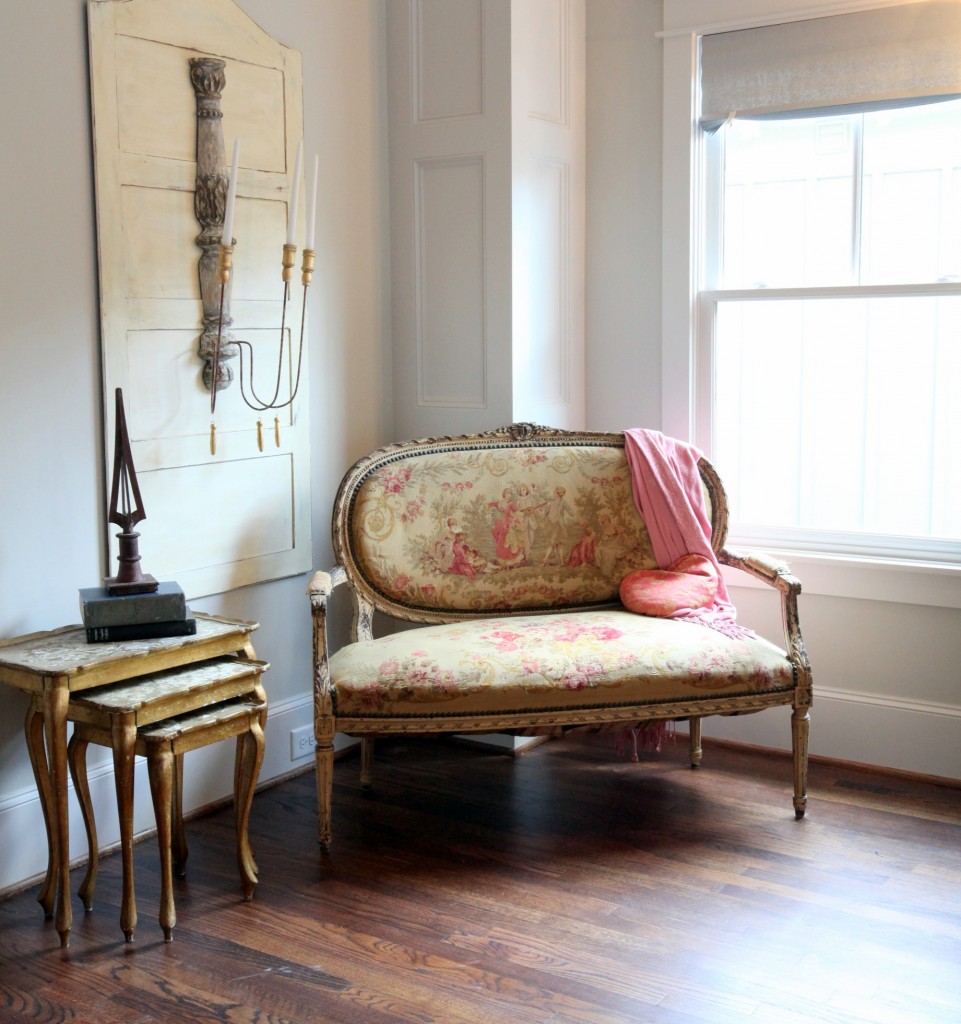 french settee in tapestry