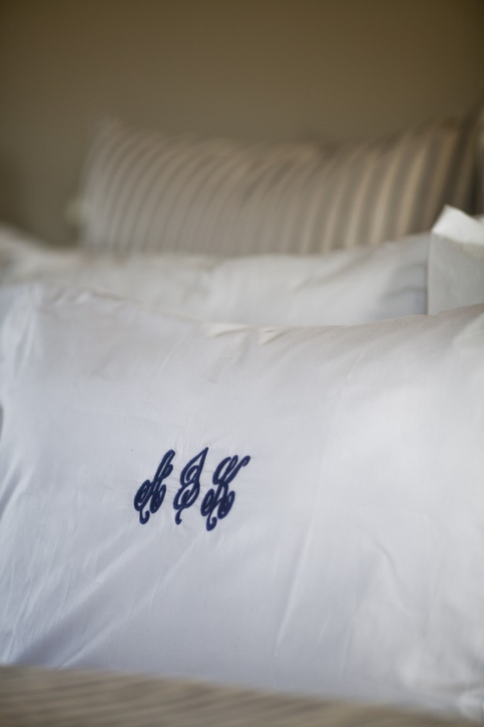 b monogram pillow