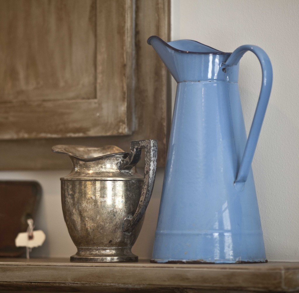 French blue enamel pitcher