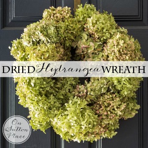 dried hydrangea wreath on sutton place