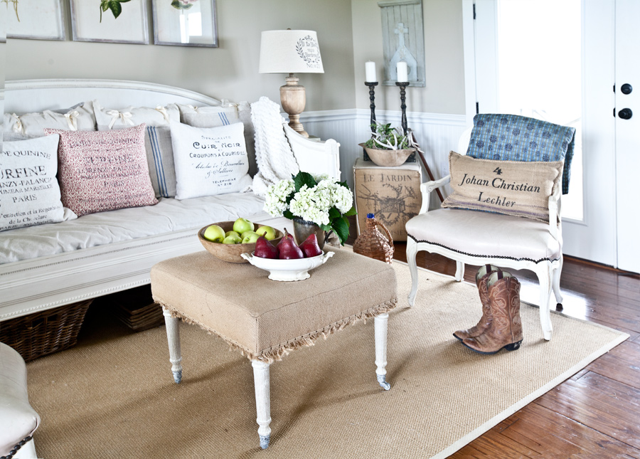 French country ottoman coffee shop table