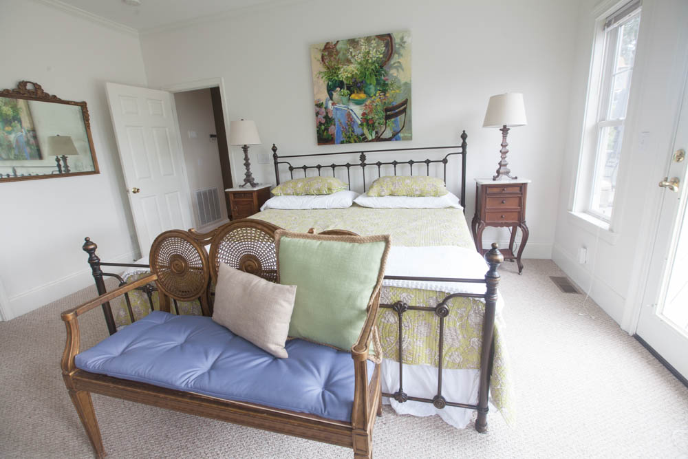 Settee and bed in mountain bedroom