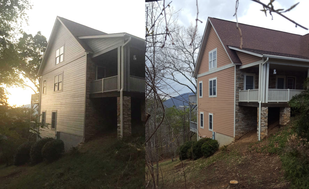 gray exterior paint side before and after