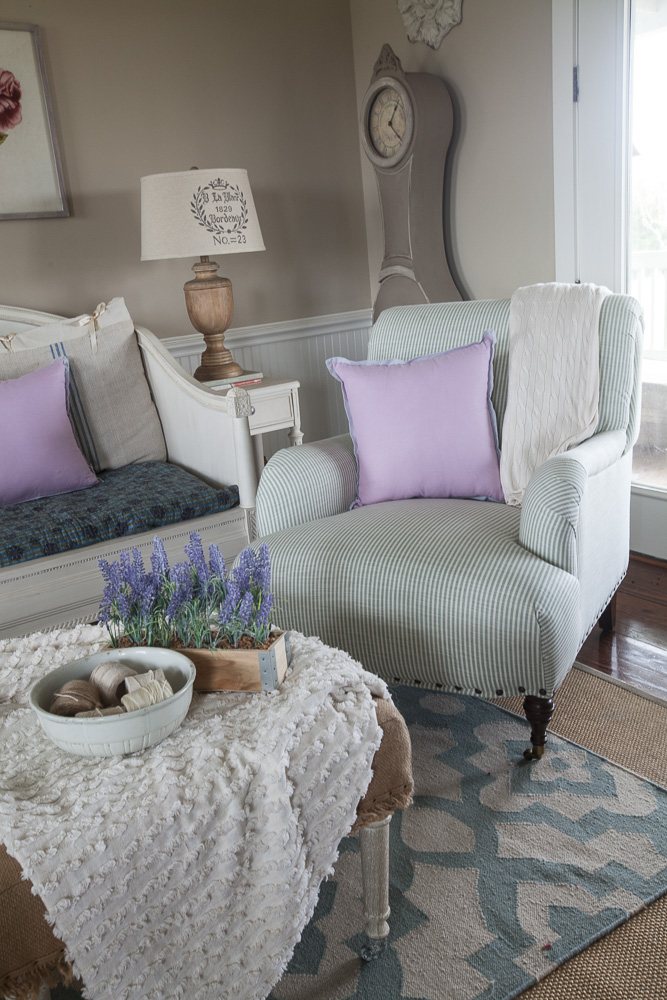 Budget friendly country French lavender and nubby throw