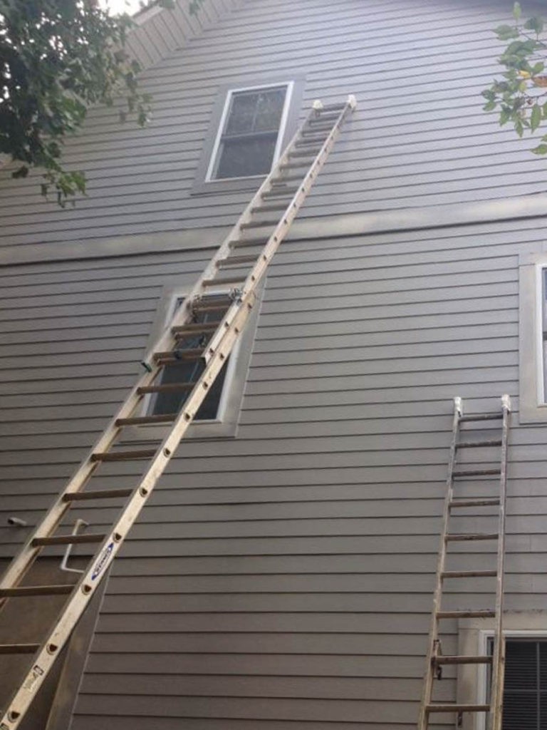 gray exterior paint ladders