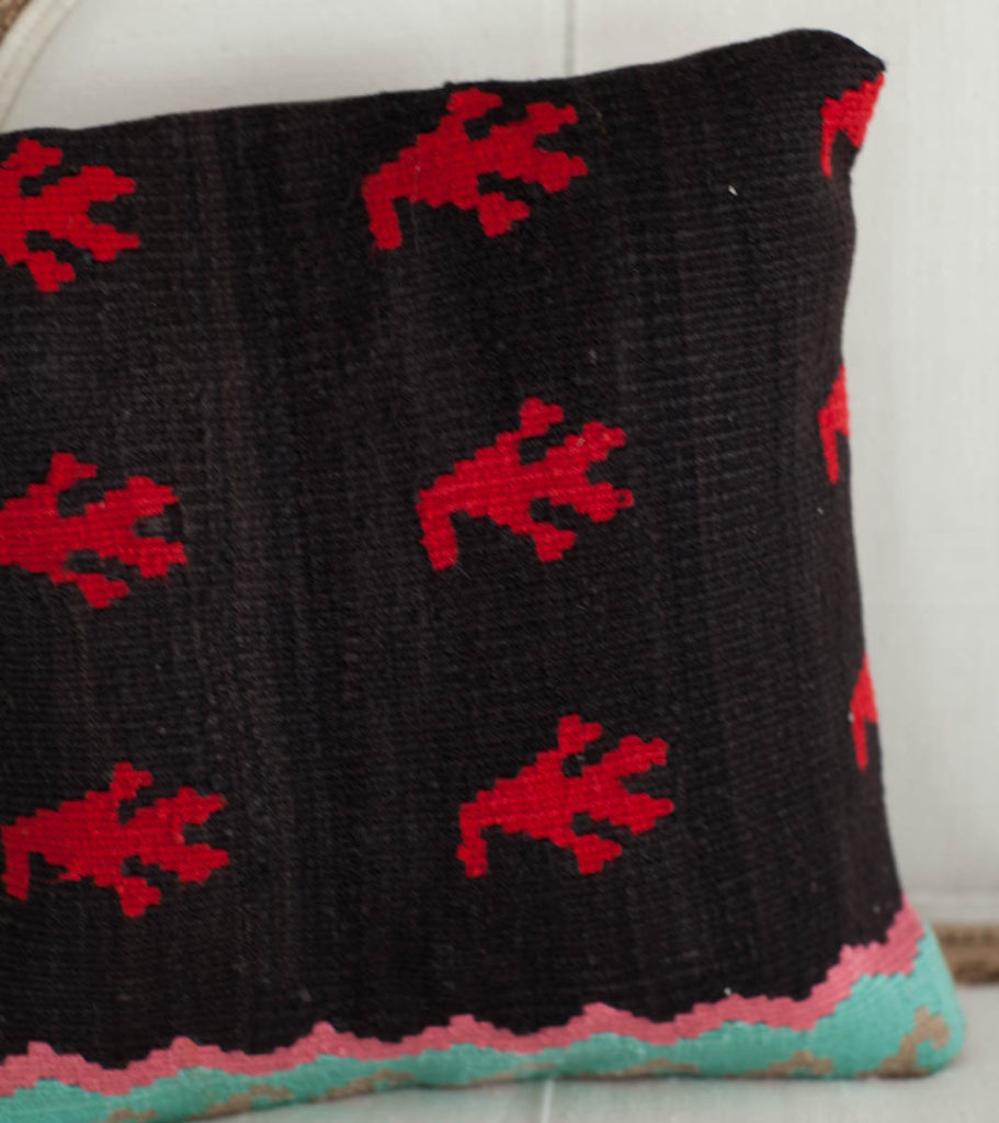 Kilim rugs made into pillows red and black