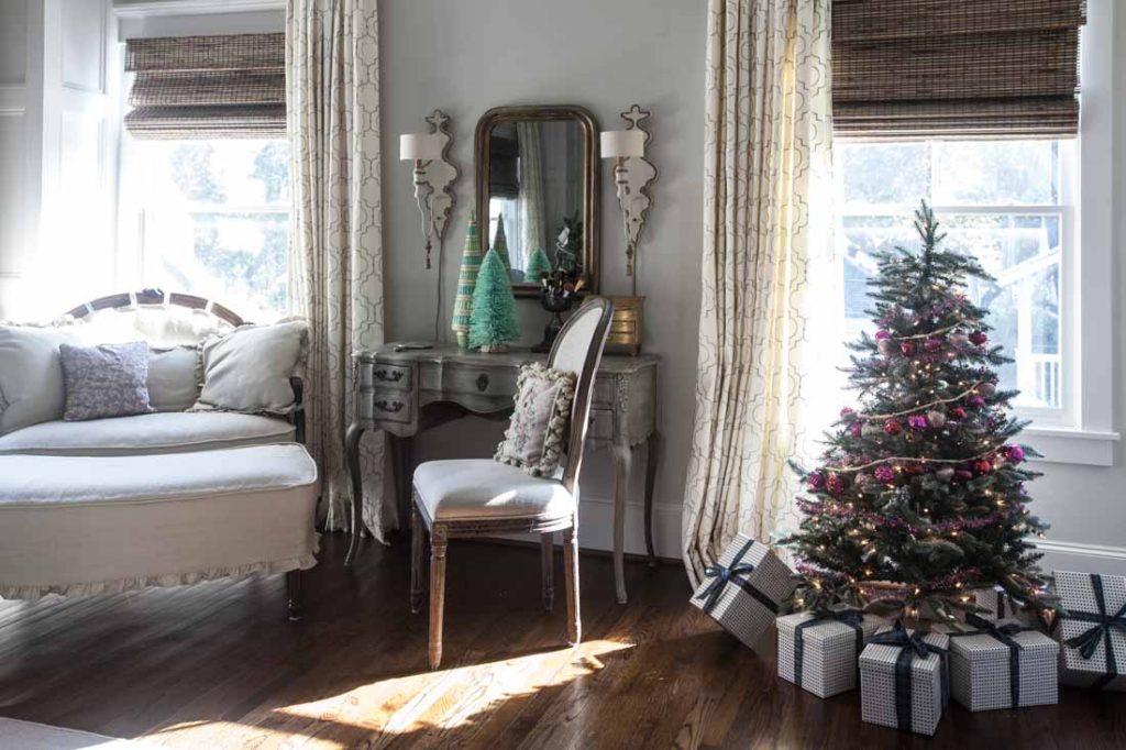 Country French Christmas bedroom