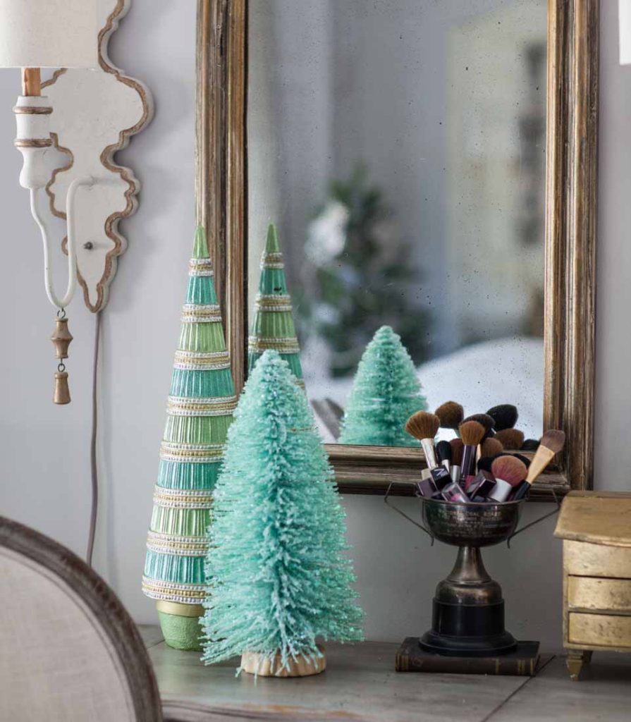 Country French Christmas bottle brush tree