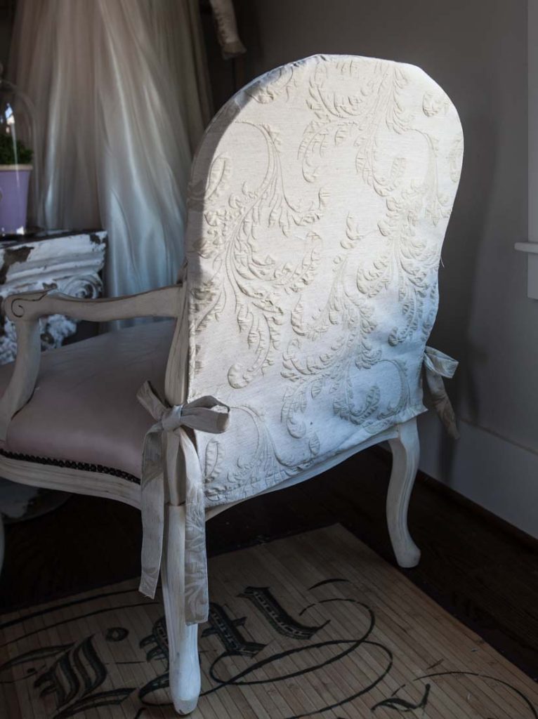 French chair slipcover back
