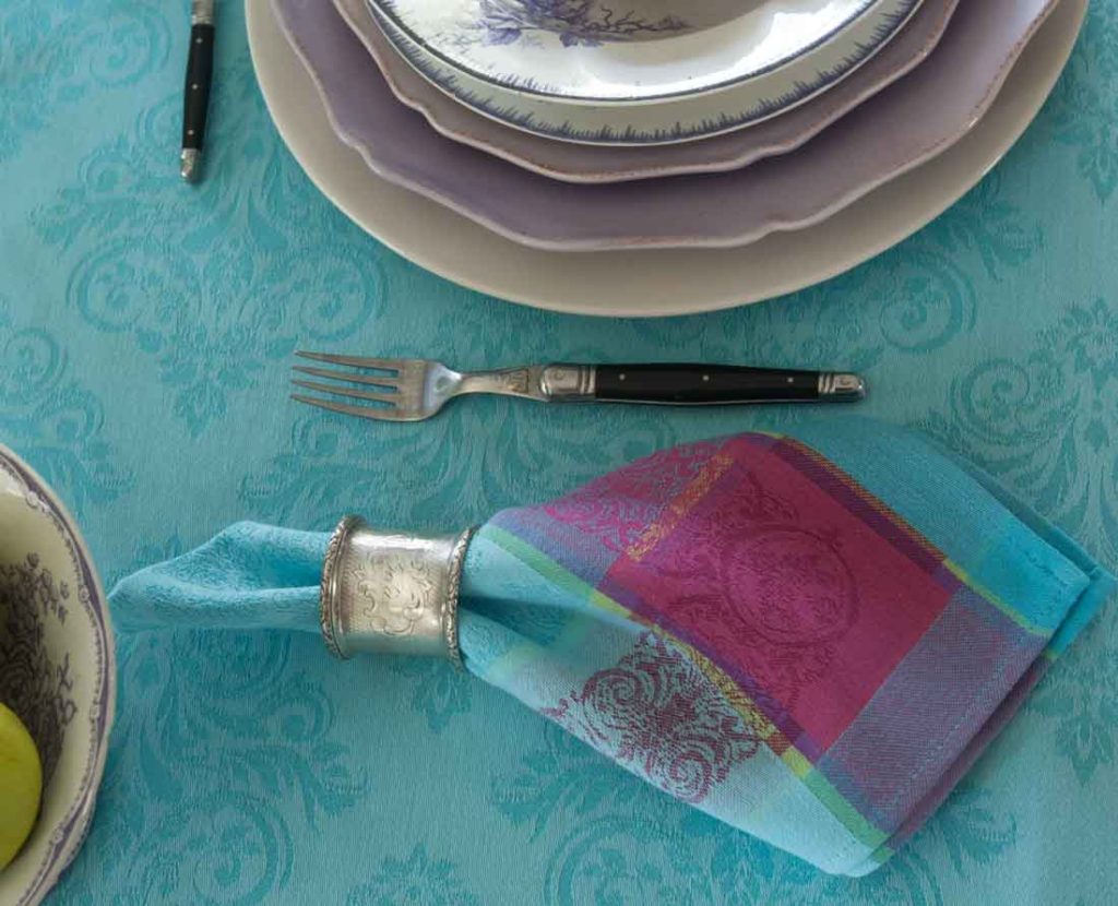 French tablecloths pink with napkin