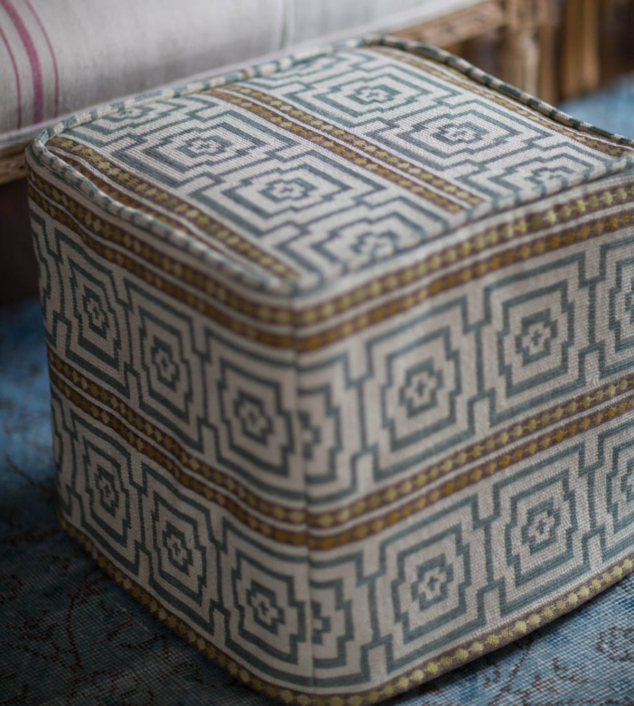 square ottoman slipcover closeup