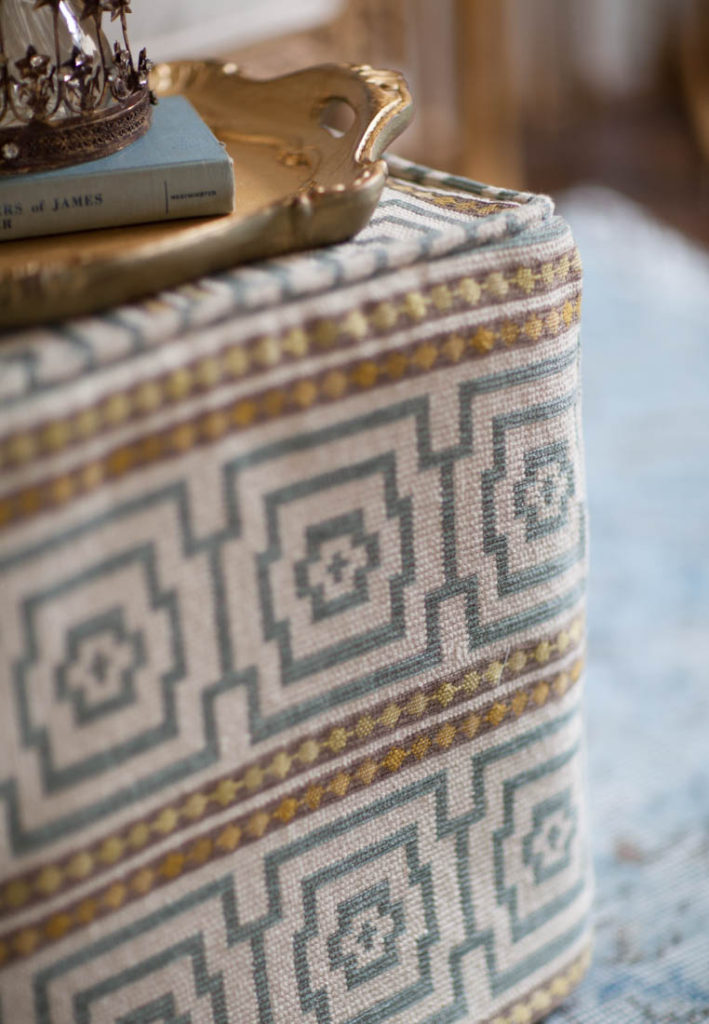 square ottoman slipcover corner