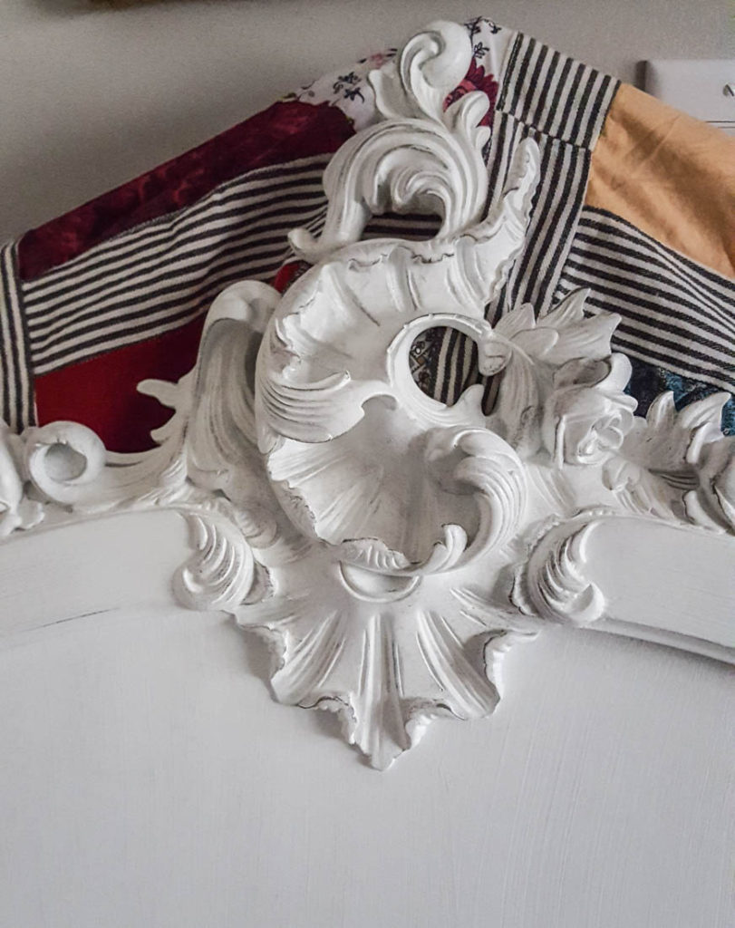 French bedroom details of headboard