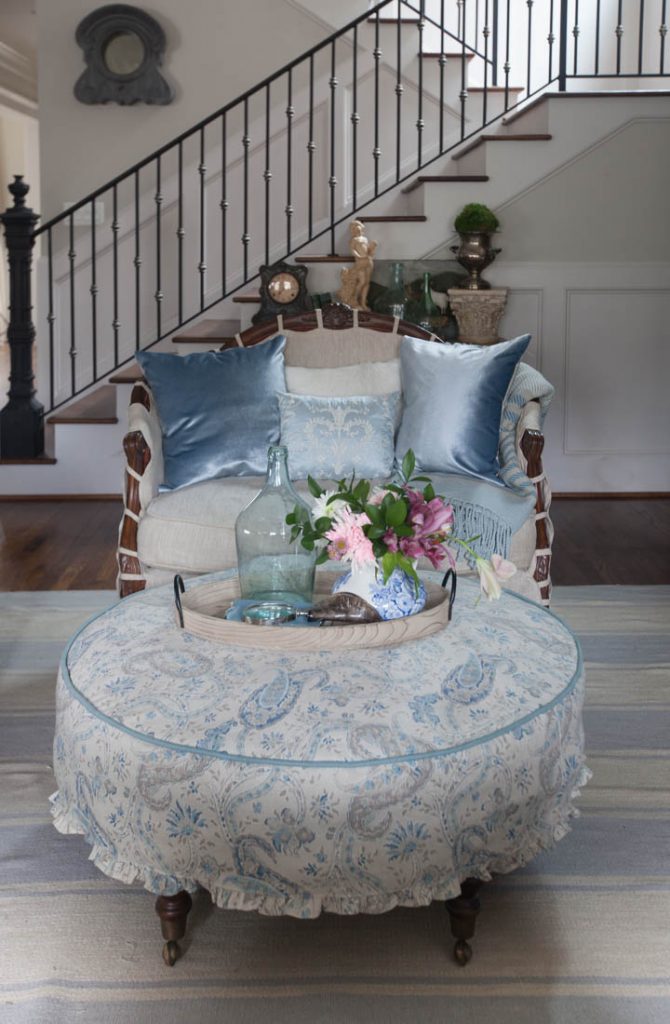 Blue ruffled slipcover