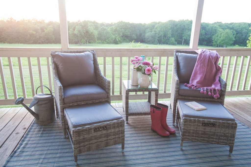 Porch refresh for summer chairs setting sun