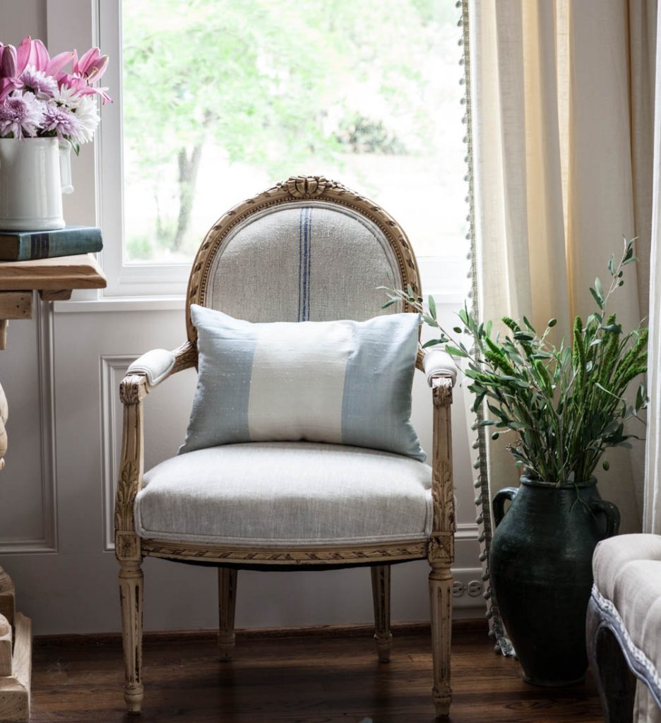 Silk Blue Striped Pillow