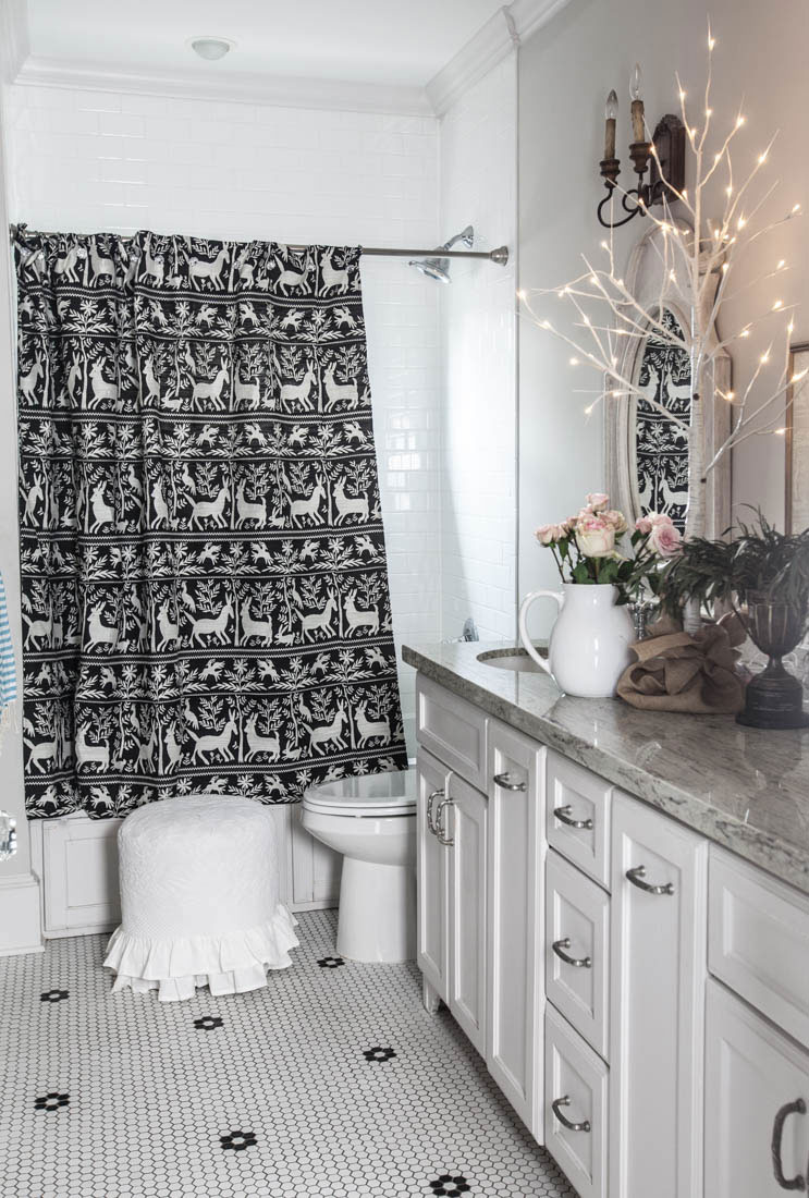 Black and White Shower Curtain Cedar Hill Farmhouse
