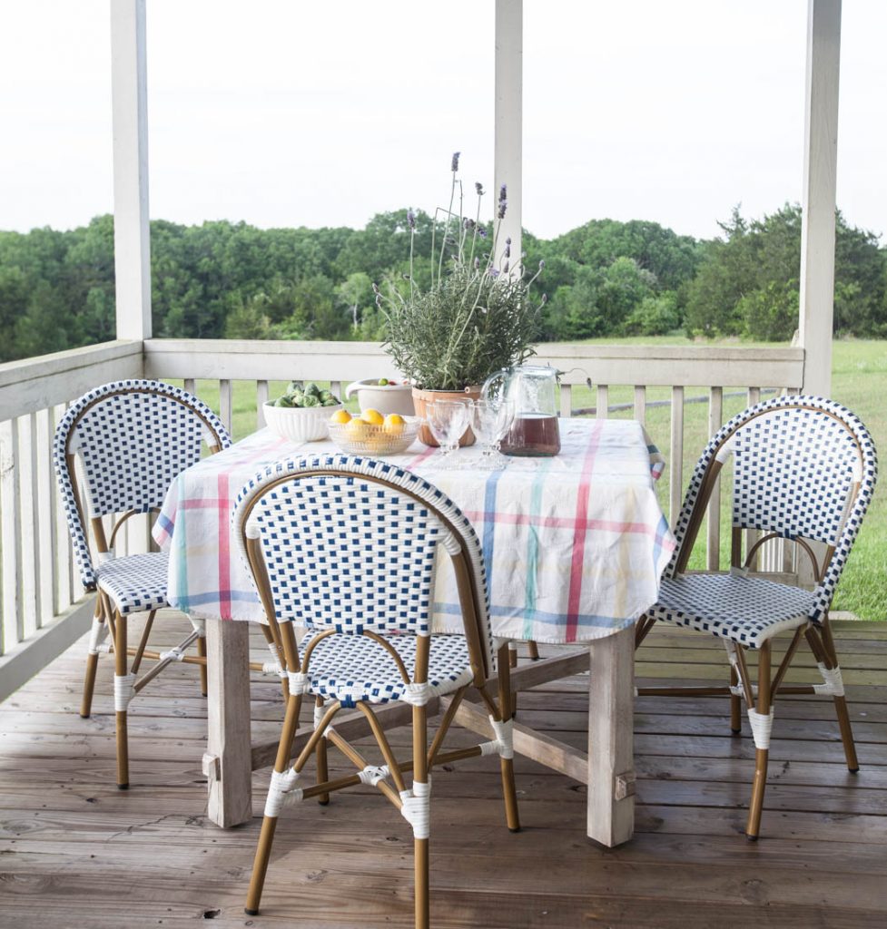 Porch refresh for summer blue chairs