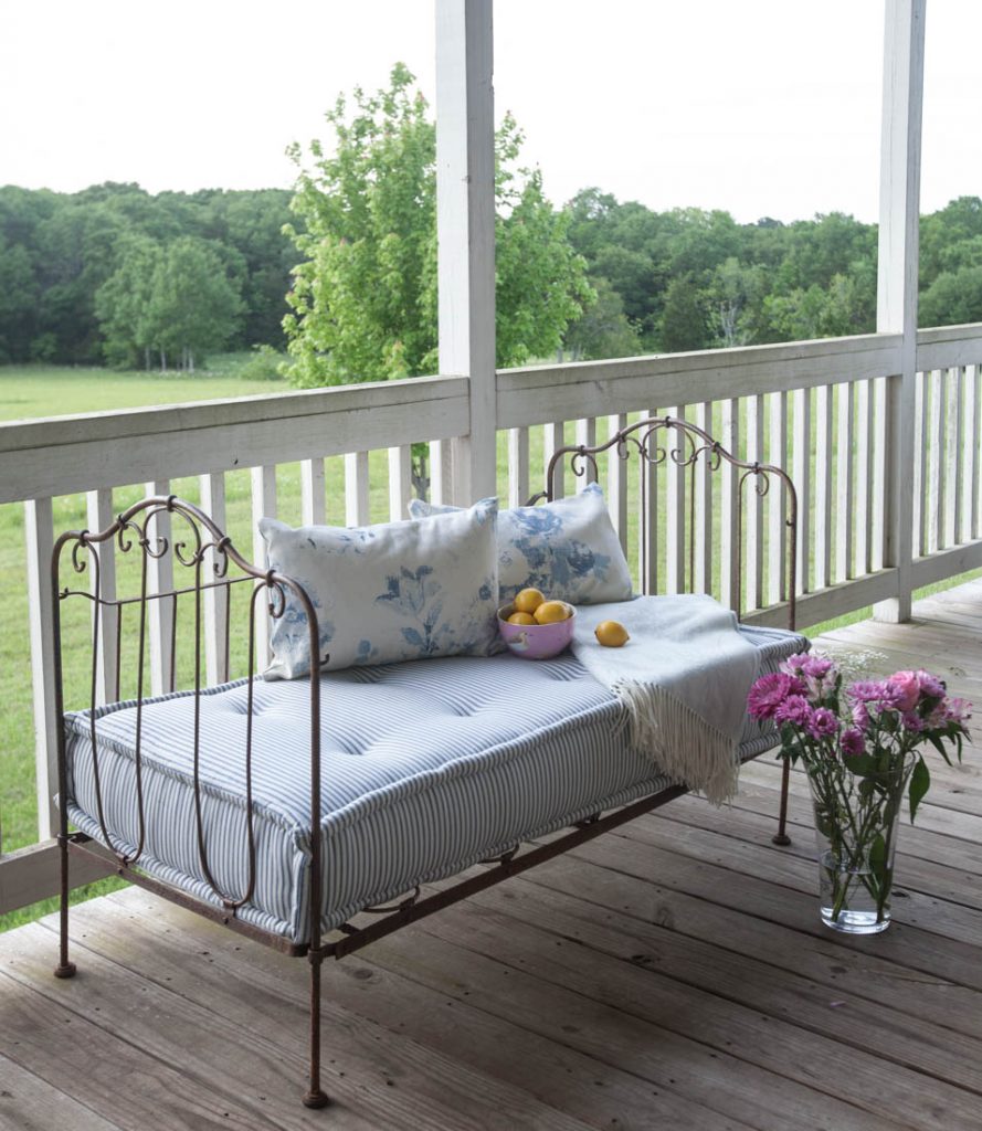 blue porch pillows